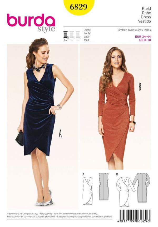 Burda Sewing Pattern 6829 Dresses For Women, 8-10-12-14-16-18 - Easy
