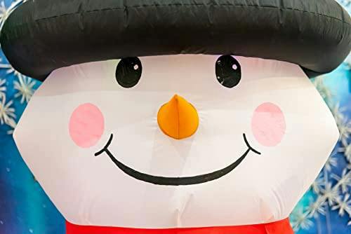 1.8m to 2.4m Inflatable Waving Snowman with North Pole Sign Board, Pre-Lit White LED Lights image 5
