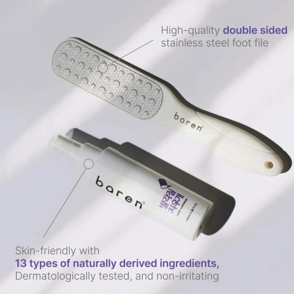 BAREN Callus Remover Kit for Feet: Foot File & Peeling Foot Spray