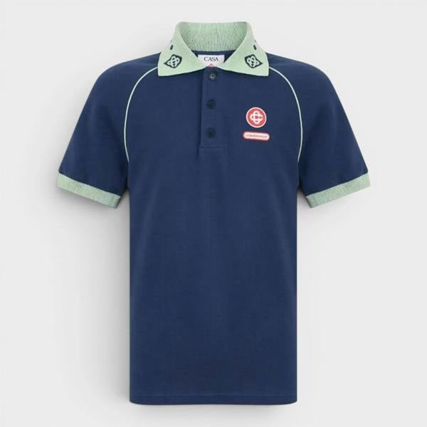 Casablanca Chenille Collar Raglan Polo Navy