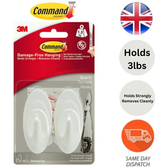 Command Medium Terrace Hanging Hooks Damage-Free Packs of 1 to 3