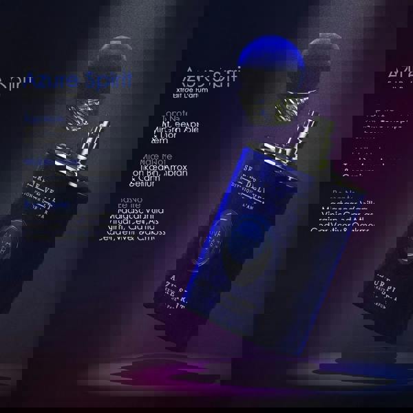 Anfar London Azure Spirit Extrait 100ML bottle with notes background