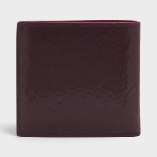 Alexander McQueen Logo Bi-fold Wallet Crackled Leather Cranberry Red
