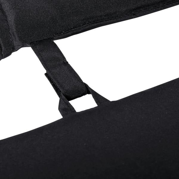 Black sun lounger cushion with tie strap detail