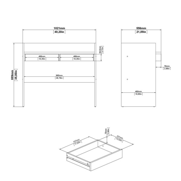 Wyld Haus Billabong Jackson Hickory Oak and White Wood Desk 2 Drawers