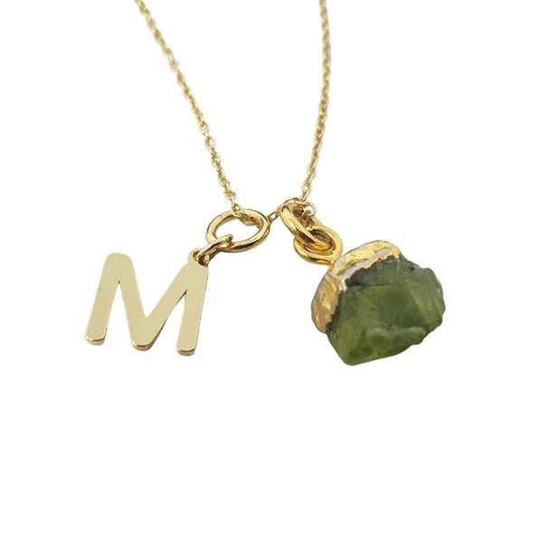 18k Gold Vermeil Plated Initial And Birthstone Necklace