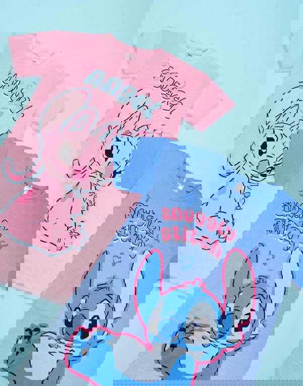 Disney Girls Multicoloured Stitch & Angel Multi-Pack of 2 Short Sleeve Nightdress