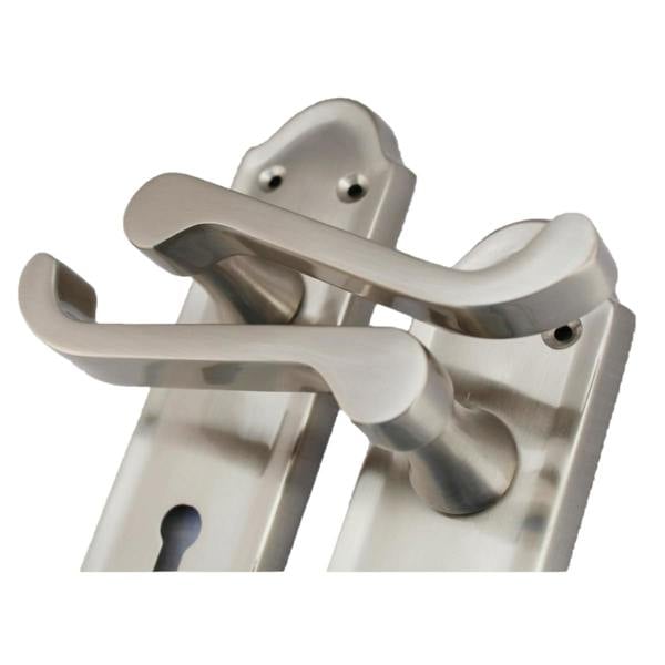 EDH Door Hardware Askworth's Premium Satin Nickel Internal Lock Door Handle Set - Perfect for Internal Doors, 170mm x 48mm"