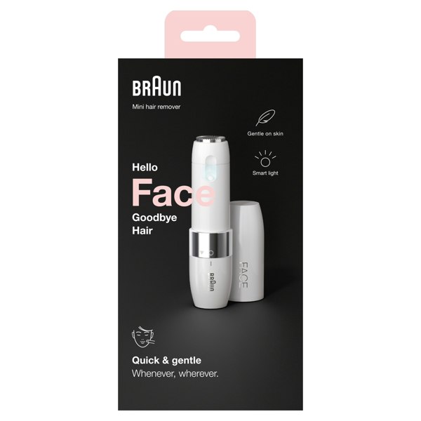 Braun Face Mini Hair Remover FS1000, Electric Facial Hair Removal for Women, White