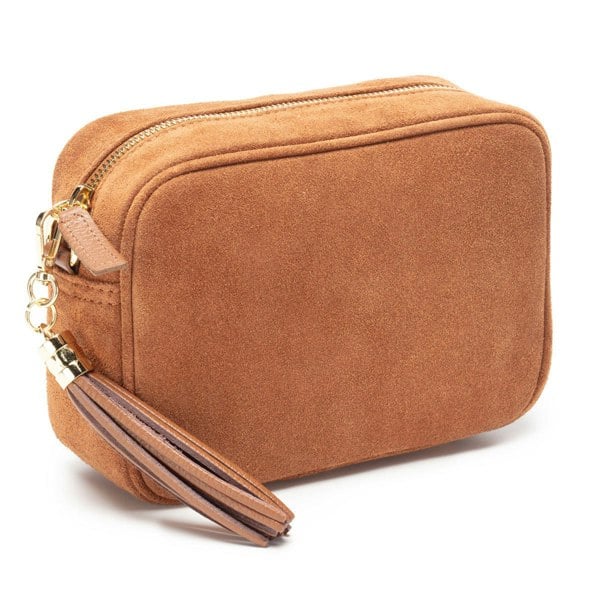 Elie Beaumont Crossbody Tassel Suede - Tan