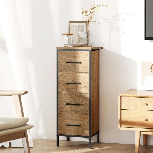 Wyld Haus Nita Narrow Bathroom Storage Cabinet With 4 Drawers Oak Finish