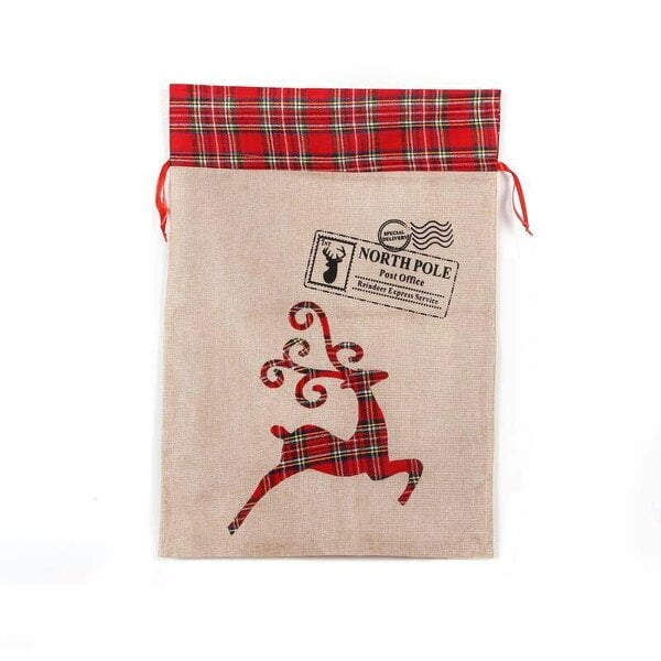 Shatchi 50x70cm Christmas Reindeer Sack for Festive Gift Presentation and Seasonal Decorating