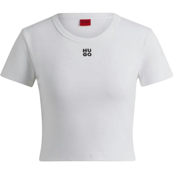 Hugo Womens/Ladies Logo Cotton Crop T-Shirt - White - 