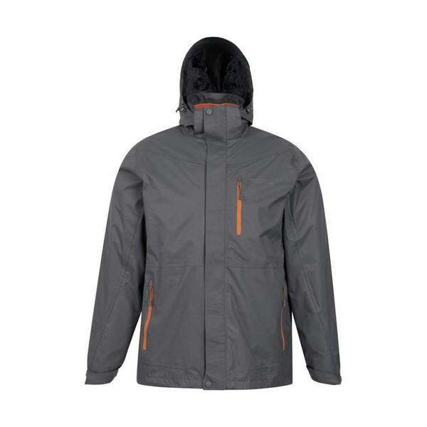 Mountain Warehouse Mens Bracken Extreme 3 in 1 Waterproof Jacket - Dark Grey - 