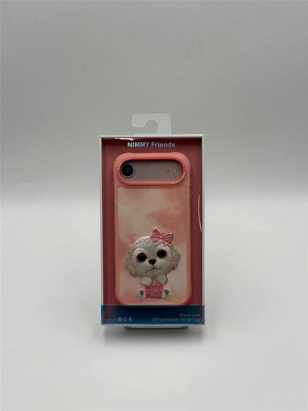 Nimmy Friends Nimmy Big Eye Cute Pet Bischon Fraise Dog Case with MagSafe for iPhone 17 Air 6.5" Pink - N-XDY-IP17-AIR-02-A