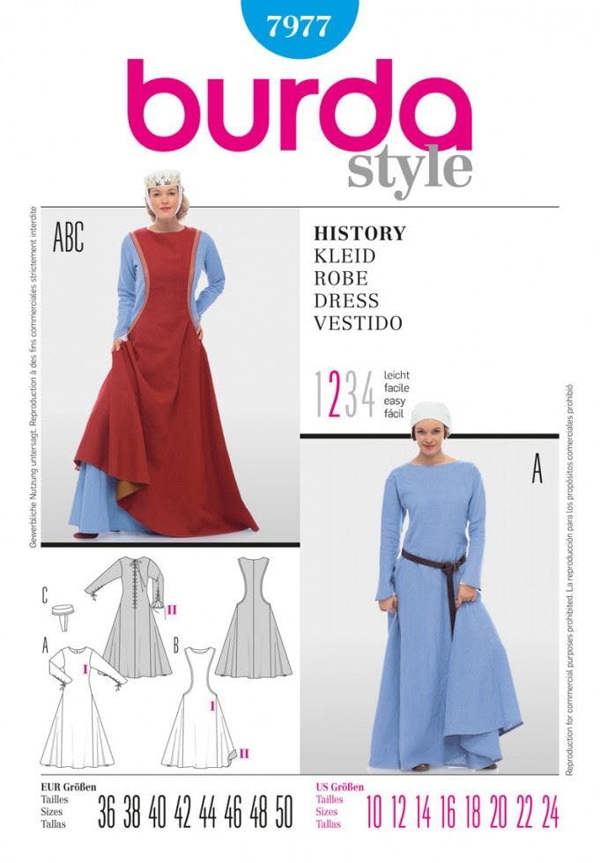 Burda Sewing Pattern 7977 Costumes For Women, Sizes: 10-24 - Easy