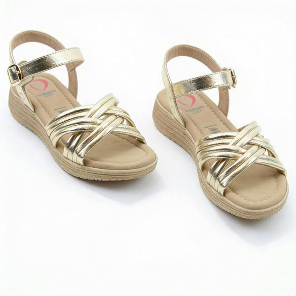 Heavenly Feet Heavenly Feet SYMPHONY Womens Ankle Strap Sandals Gold
