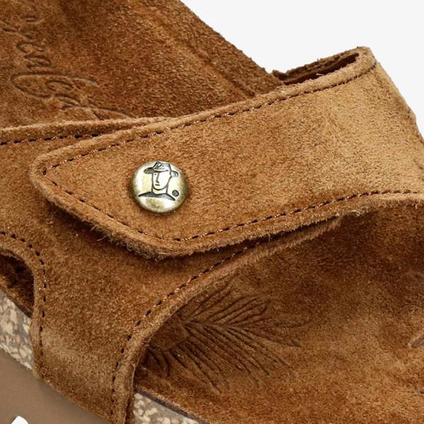 Panama Jack Sulia B26 - Women’s Wedge Brown Suede Leather Sandals