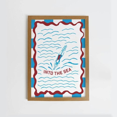 Joules Into the Sea 50 X 70 Wood Frame | Blue