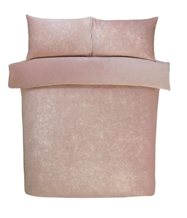 Smart Living Glitter Foil Fleece Duvet Cover With Pillowcases - Blush Pink