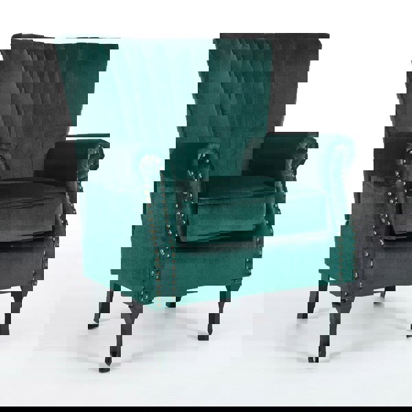 Furniture One High Back Modern Tub Chair Mid-Century Velvet Accent Chair Sofa w Soft Padded