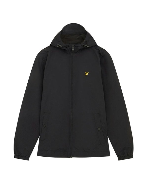 Lyle & Scott Branded Hooded Short Lightweight Jacket - Jet Black