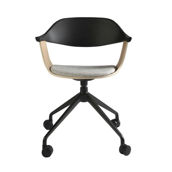 Angel Cerdá Swivel office chair in light grey fabric and black pvc 4130