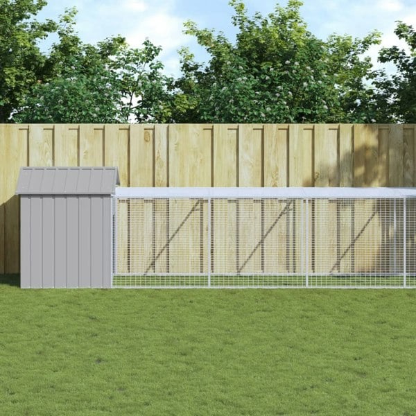 Berkfield Chicken Cage with Run Light Grey 117x813x123 cm Galvanised Steel