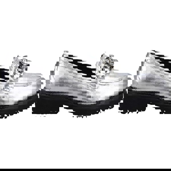 Hush Puppies Gianna Leather Women's Silver Loafers