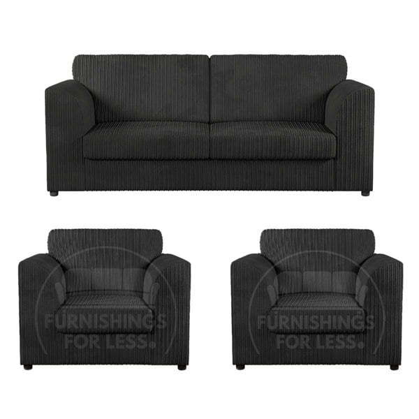 Furnishings For Less Luxor Full Jumbo Cord 3 Seater and 2 x Armchairs - Full Back