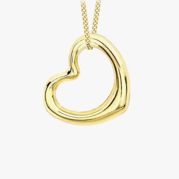 T. H. Baker 9ct Yellow Gold Open Heart Necklace 1.61.8659