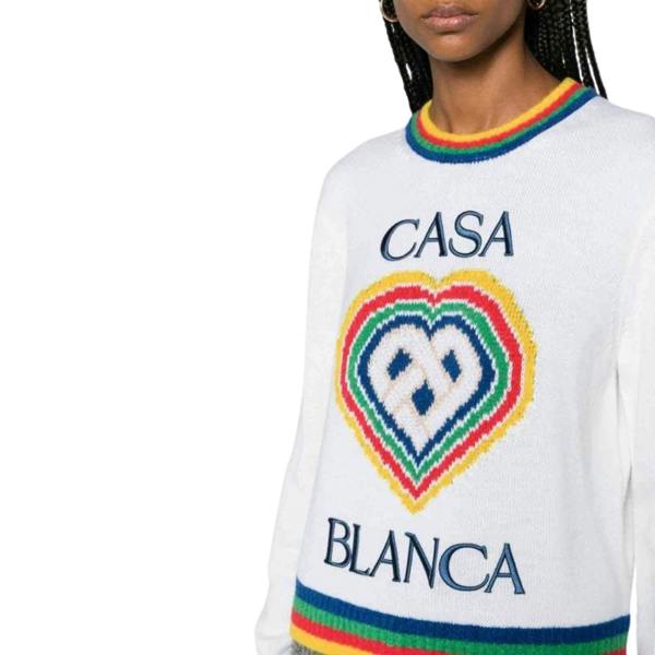 Casablanca Heart Casa Brand Jumper White Knitwear