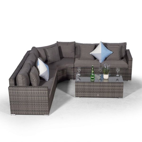 Giardino Santorini L Shape Modular 5 Seat Rattan Corner Sofa Set With Coffee Table