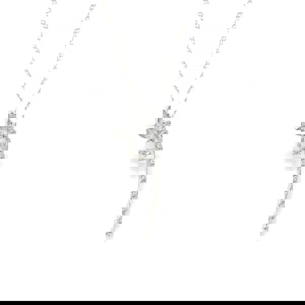 Say It With 1 Inch Winged Full CZ Stones Initial Necklace - Sterling Silver