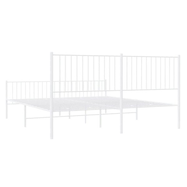 Berkfield Metal Bed Frame with Headboard and Footboard White 180x200 cm