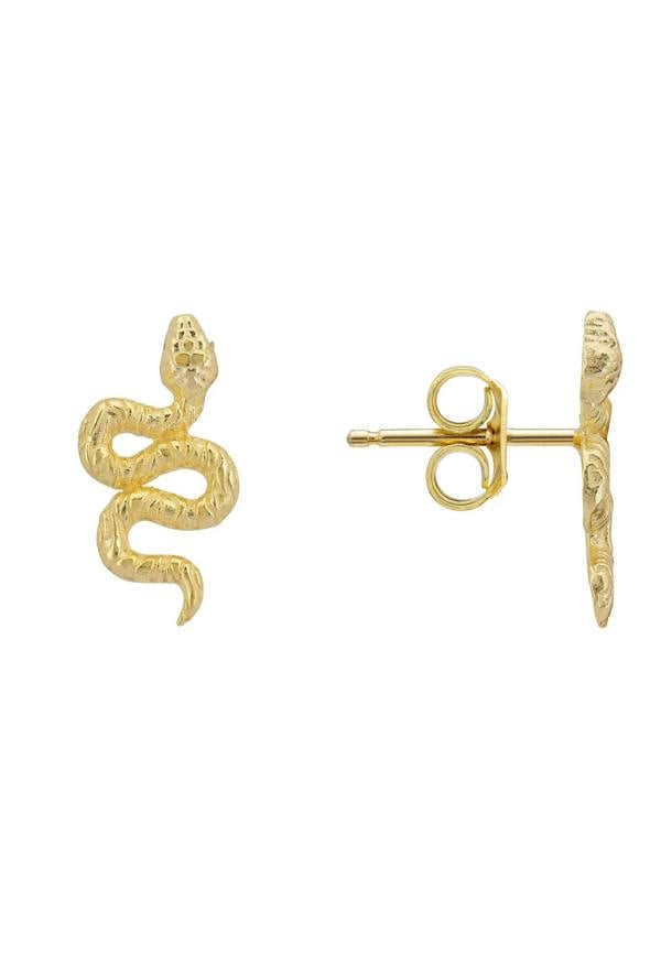 Latelita Coiled Cobra Snake Stud Earrings Gold