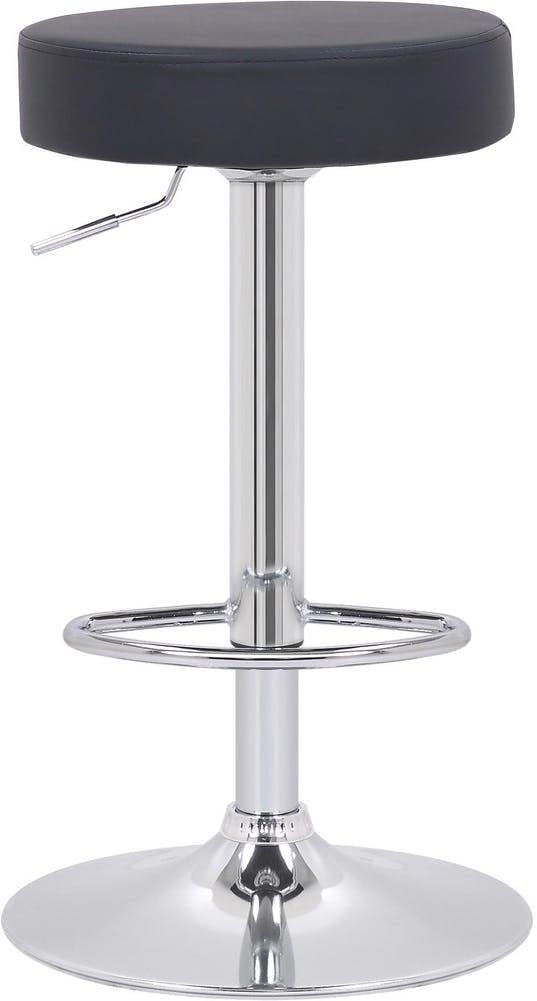 Lamboro Semplice Breakfast Bar Stool, Chrome Footrest, Height Adjustable Swivel Gas Lift, Home Bar & Kitchen Faux-Leather Barstool, Black