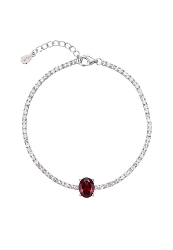 Latelita Garbo Oval Gemstone Tennis Bracelet Ruby Silver