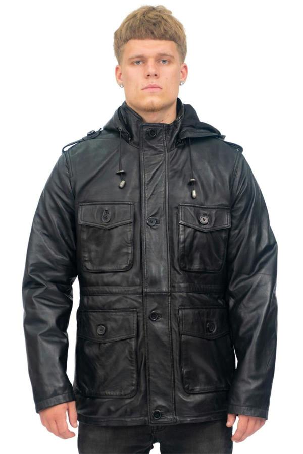 Infinity Leather Mens Leather Hooded Trench Coat-Medellin