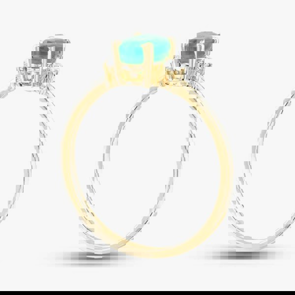 T. H. Baker 9ct Yellow Gold 0.55ct Oval Cut Emerald & 0.03ct Diamond Shoulder Set Solitaire Ring THR40125-ED (YG)