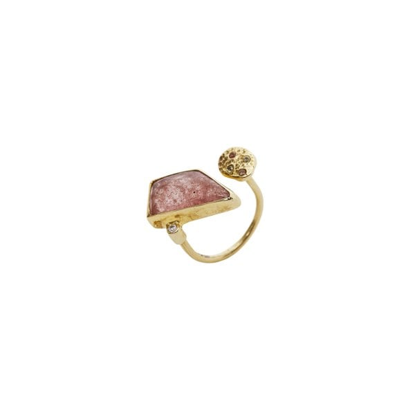 Spero London Natural Double Circle Tourmaline Sterling Silver Gold Plated Ring