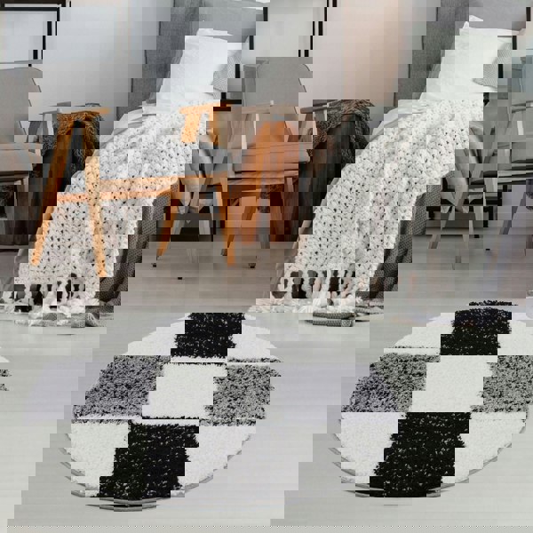 Geometric Design Thick Shaggy Area Rugs Grey