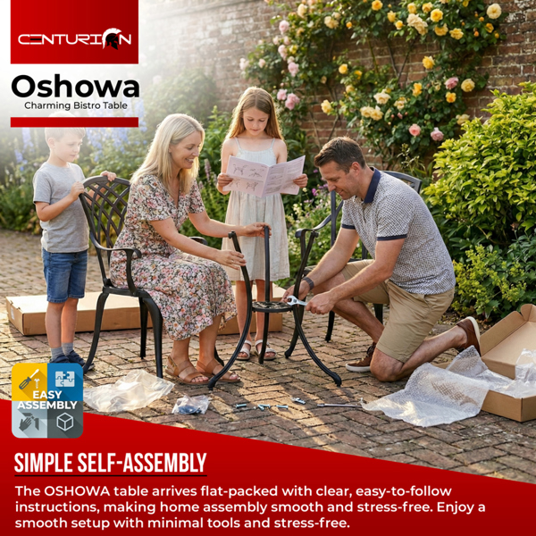 Centurion Supports OSHOWA Black Garden and Patio Cast Aluminium Bistro Table