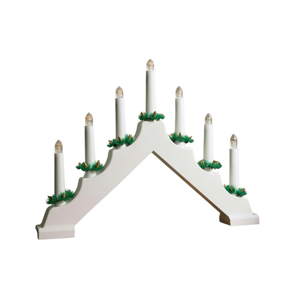 Samuel Alexander 41cm Battery Operated Light up White Christmas Candle Bridge with 7 Warm White LEDs