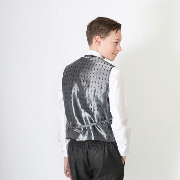 young boy modelling waistcoat 