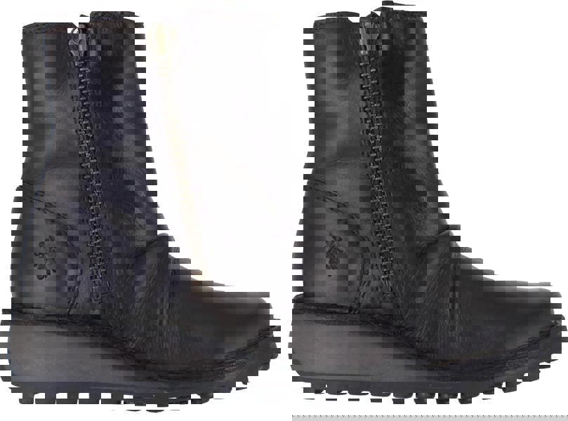 Fly London Mon Womens Wedge Heel Zip-Up Chelsea Leather Ankle Boots