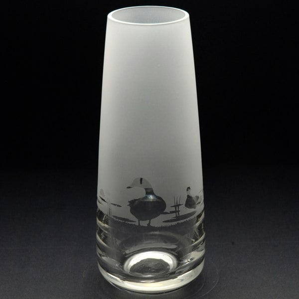 Glyptic Glass Art Duck Glass Bud Vase - Hand Etched/Engraved Gift