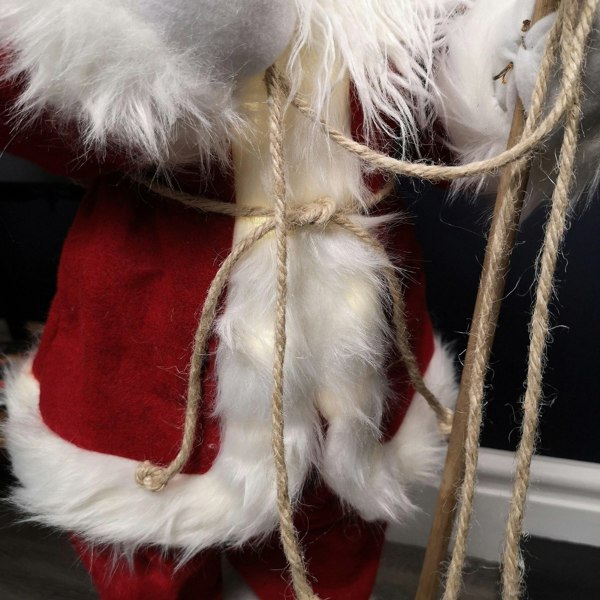 Samuel Alexander 60cm Battery Operated Red Standing Light up Santa Claus with Brown Woven Sack