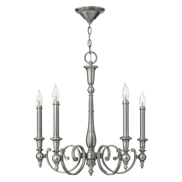 5 Bulb Chandelier Hanging Pendant LIght Antique Nickel LED E14 60W Bulb Loops