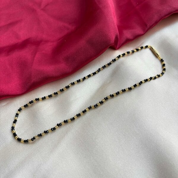 The Colourful Aura Handmade Black Gold Crystal Beaded Indian Asian Nazar Mangalsutra Necklace